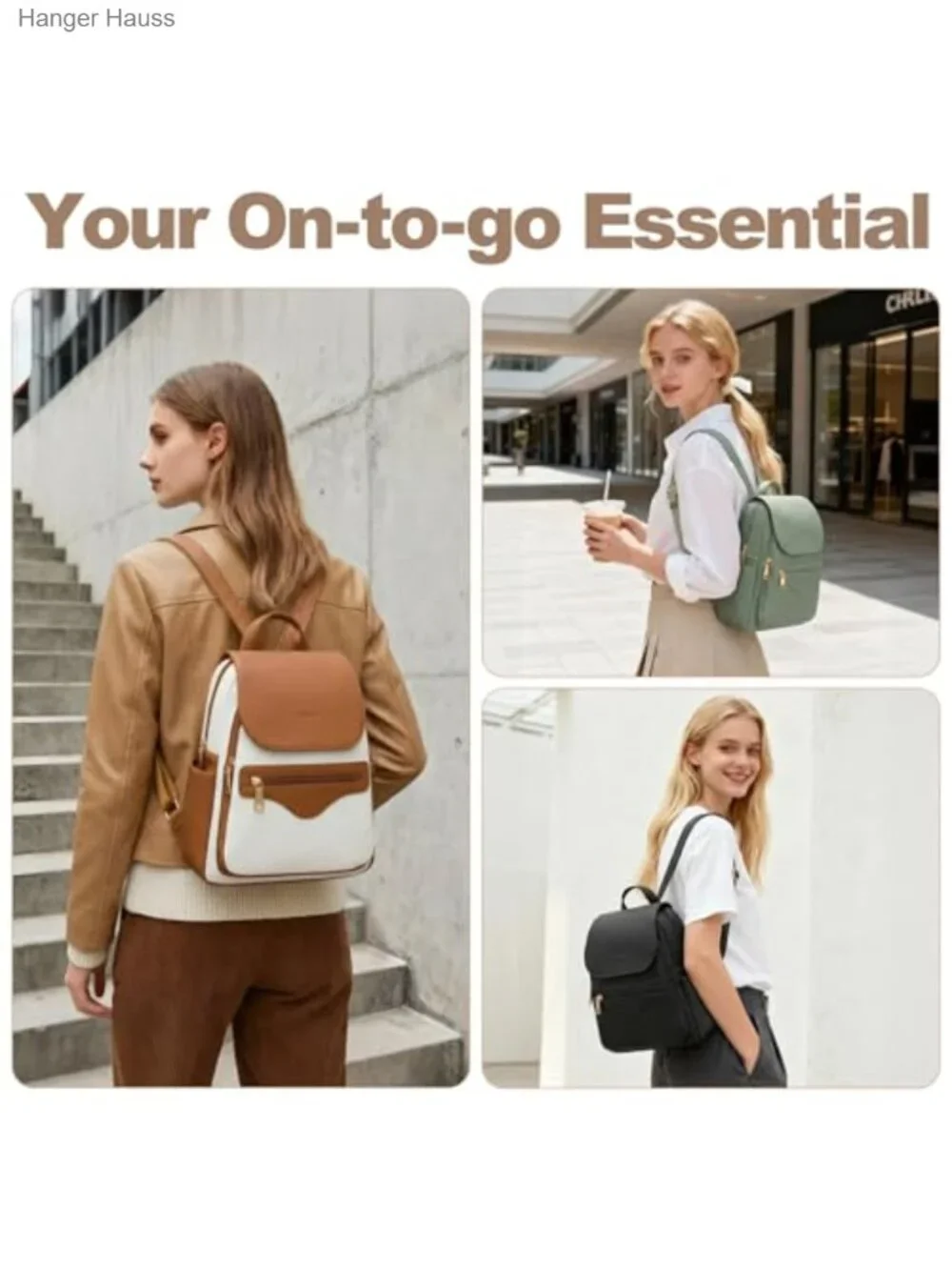 Vegan Leather Mini Backpack Purse with RFID Wallet & Tablet Sleeve